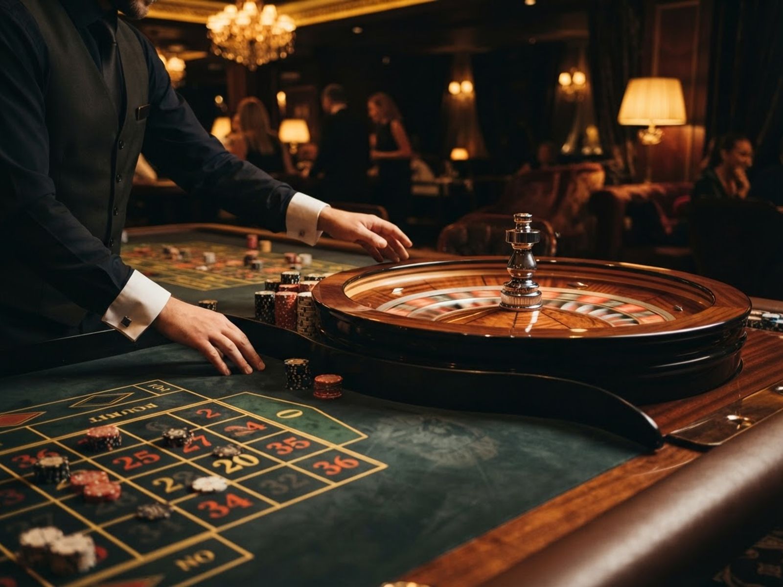 Roulette live table with spinning wheel