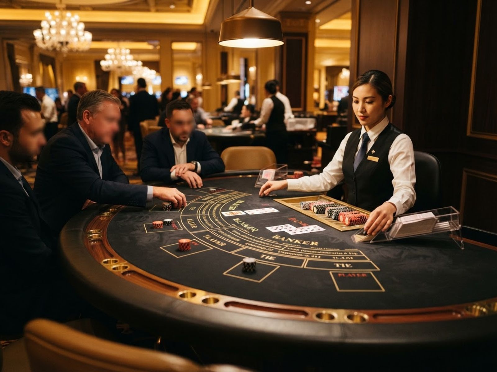 Baccarat live table with elegant card layout