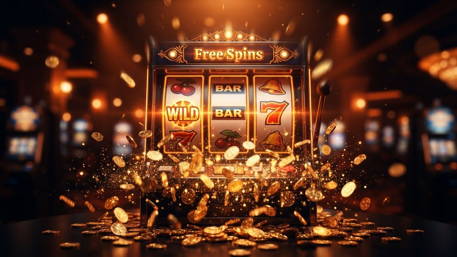 Free spins bonus offer with slot machine reels